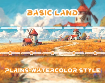 cards,Basic Lands-Plains 25 Different cards Custom  Magic Card，High Quality Cards，Watercolor style