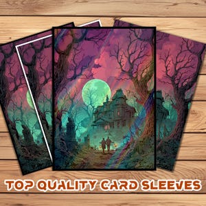 Card Sleeves, MTG Card Sleeve,Top Quality  Card Sleeve,mtg perfect fit sleeves, Art Sleeves,Moonlit Haunted House Adventure