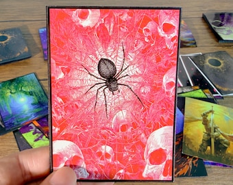 Card Sleeves - Gift for  Players, Top Quality Perfect Fit, Perfect Fit for /Anime card,Custom Option|Spider in Web of Skulls