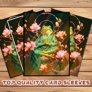 Card Sleeves, MTG Card Sleeve,Top Quality  Card Sleeve,mtg perfect fit sleeves, Art Sleeves,Zen Frog in Meditation with Magnolias