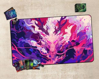Anime TCG Playmat ,Trading Card Game Accessories,PC Game Accessory,Mystic Ink Dragon Gaming Desk Mat: TCG Playmat, Large Mousepad