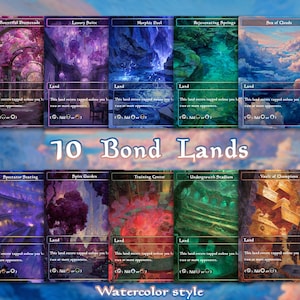 Bond Land Bundle 10 Karten Benutzerdefinierte Proxy Magic-Karte，Hochwertige Karten，Aquarell-Stil