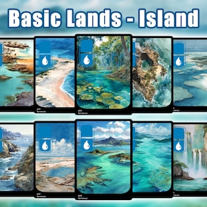 Basic Lands Island 10 Different cards Custom Proxy Magic Card,High Quality Cards,Watercolor style