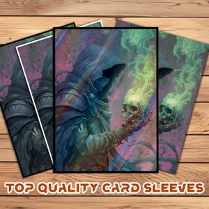 Card Sleeves, MTG Card Sleeve,Top Quality  Card Sleeve,mtg perfect fit sleeves, Art Sleeves,Fantasy Warlock with Skull & Magic Smoke