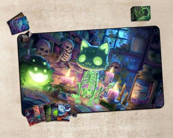 Anime TCG Playmat ,Trading Card Game Accessories,PC Game Accessory,Ghost Cat Gaming Desk Mat: TCG Playmat, Large Mousepad