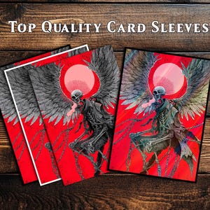 Pochettes pour cartes, pochette pour cartes MTG, pochette pour cartes de qualité supérieure, pochette pour cartes magiques, cadeaux pour les joueurs, squelette ailé de lune rouge foncé