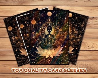 Card Sleeves,  Card Sleeve,Top Quality  Card Sleeve, perfect fit sleeves, Art Sleeves,Occult Meditating Alien in Cosmic Symbols