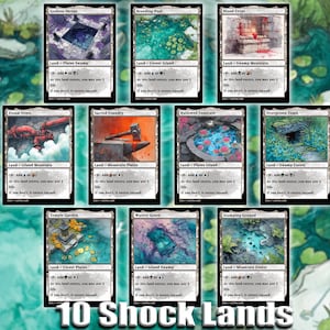 Shock Land Bundle 10 cards Custom Proxy Magic Card,High Quality Cards,Framed watercolor style
