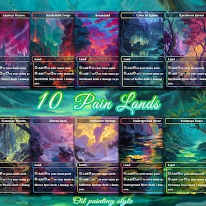 Pain Land Bundle 10 cards Custom Proxy Magic Card，High Quality Cards，Oil painting style