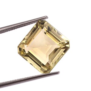 Amazing Natural Lemon Quartz Gemstone,AAA+Quality Faceted Lemon Topaz Loose Gemstone,Asscher Shape Lemon Quartz For MakingJewellery CTS-9.70