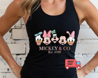 Disney Mickey Tank Top Retro Mickey Mouse Sleeveless Shirt Vintage Disney Summer Tee