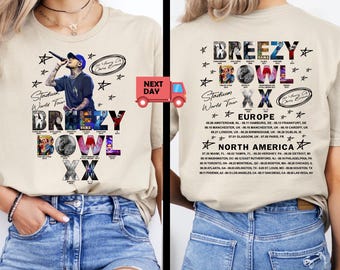 Chris Brown Breezy Bowl Stadium Tour T-Shirt, 2-Sided Album Merch
