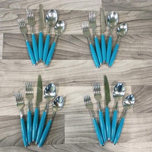 Fiesta Fiestaware Blue Round Handle Flatware Silverware Service For 4 20 Pieces