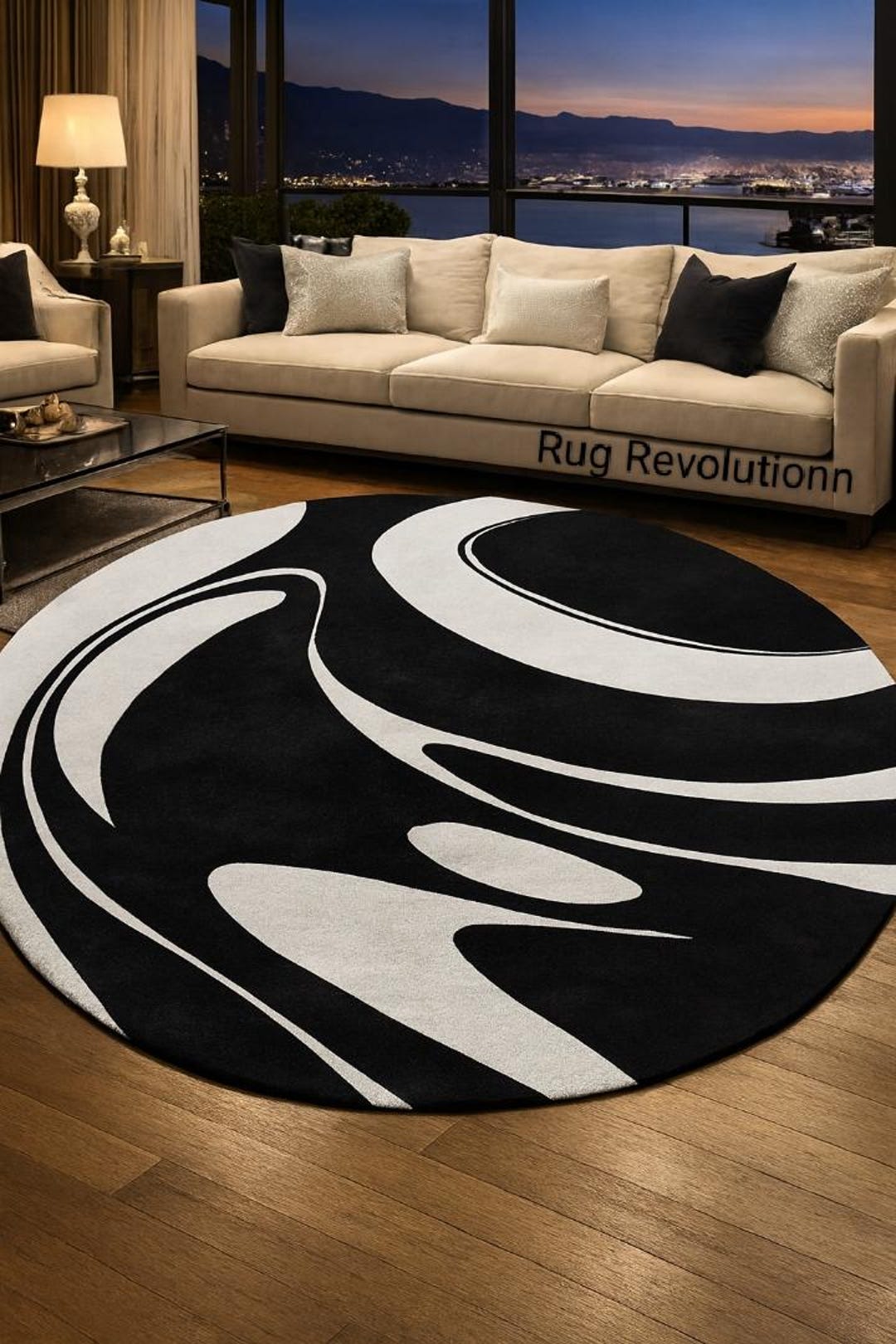 Handmade Black and White Abstract Rug, Modern Living Room Decor - Etsy