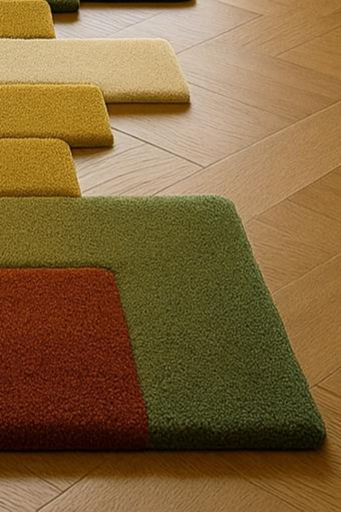 Hand Tufted Wool Rug | Modern Geometric Color Block Entryway Mat - Etsy