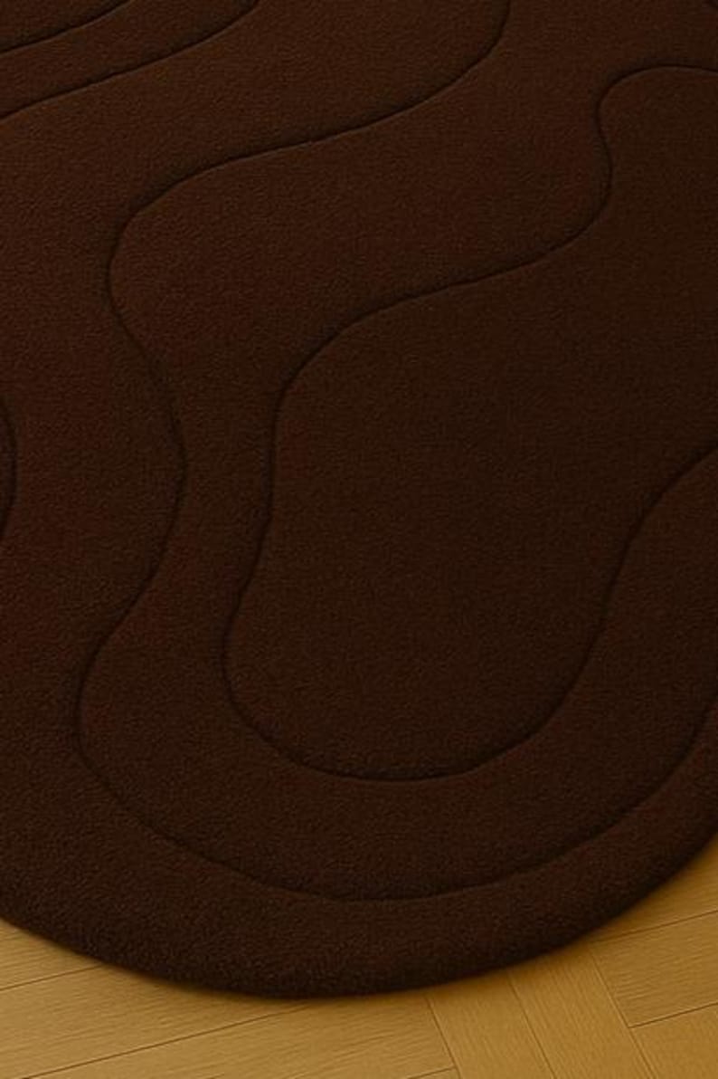 Hand-tufted Chocolate Brown Wool Rug – Modern Embossed Irregular Carpet ...