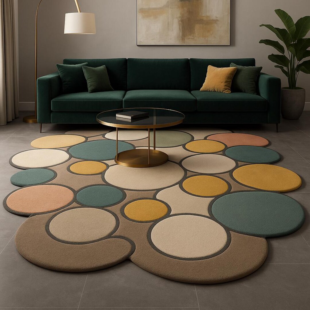 Round Shape Rug Abstract Bubble Rug | Modern Multicolor Circle Carpet - Etsy