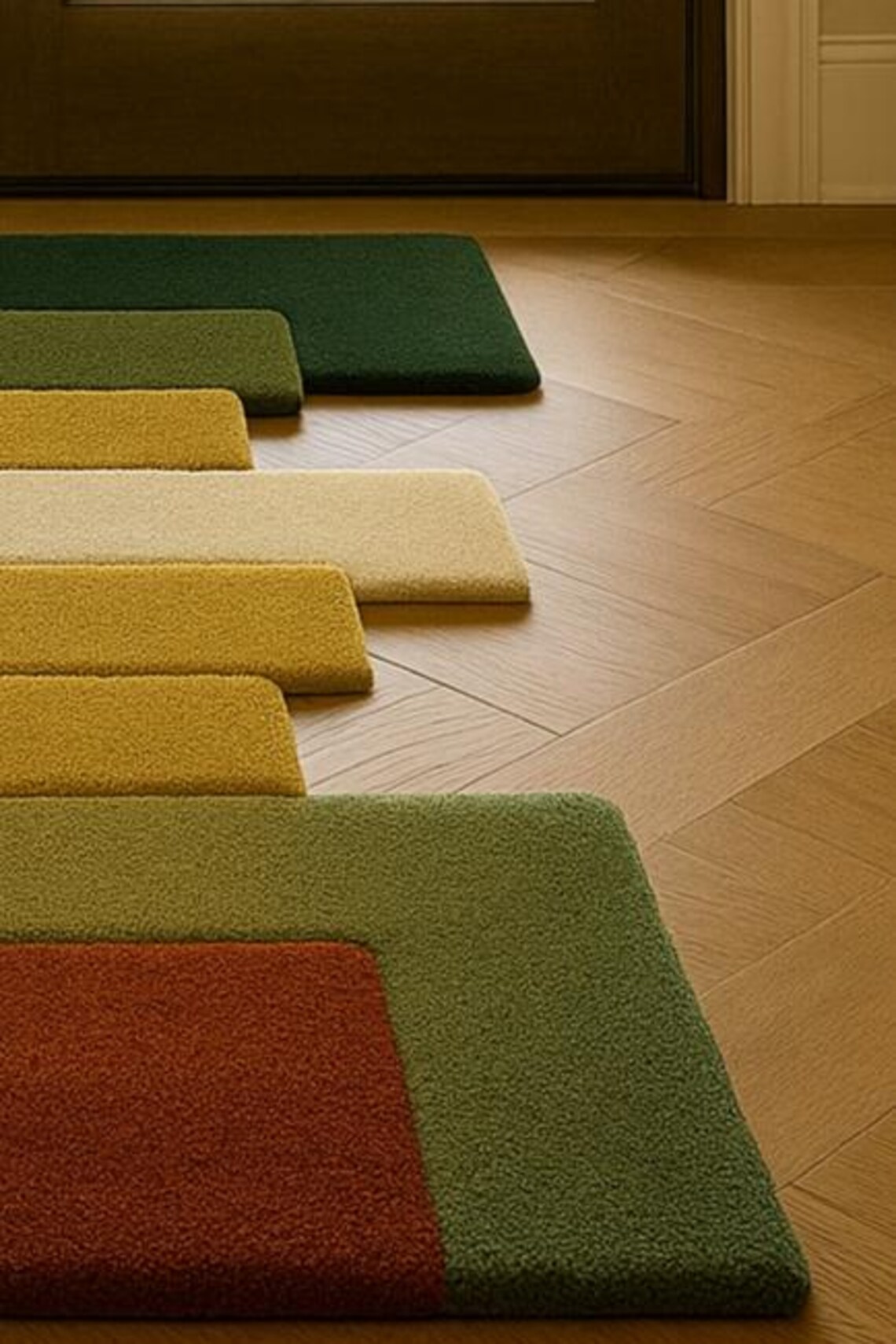 Hand Tufted Wool Rug | Modern Geometric Color Block Entryway Mat - Etsy