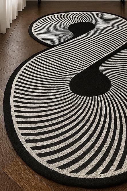 Intinity Rug Infinity Illusion Designer Rug – Modern Black & White Hallway Luxury ...