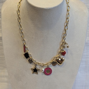 Gold-plated steel necklace with charms