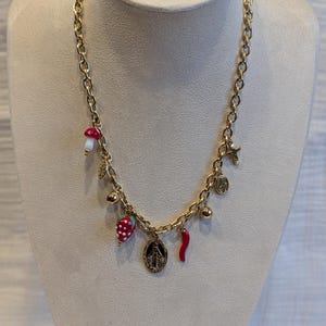 Gold-plated steel necklace with chili pepper charms