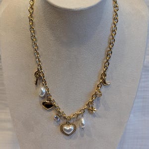 Gold-plated steel necklace with heart charms