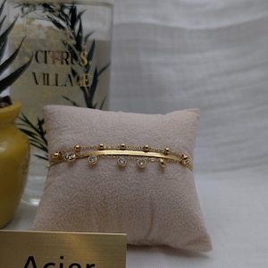 Triple bracelets Gold-plated steel with pearls