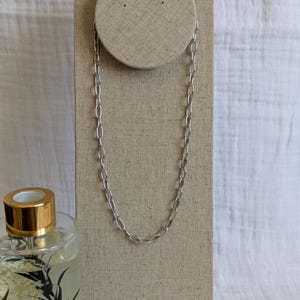 Steel necklace with silver chain