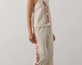 Perlenbesetzter Zweiteiler aus Viskose: Boho Festival Outfit