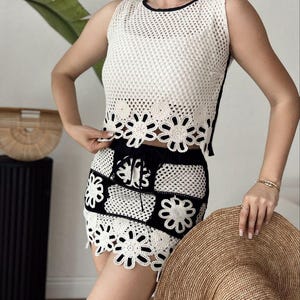Crochet Beach Set: Handmade Knit Flower Outfit