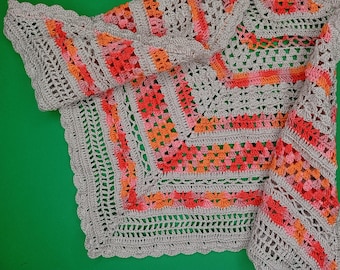 Crochet Headscarf: Boho Triangle Shawl, Summer Hair Wrap