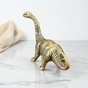 Brass Dinosaur Figurine: Vintage Style Metal Dino Sculpture