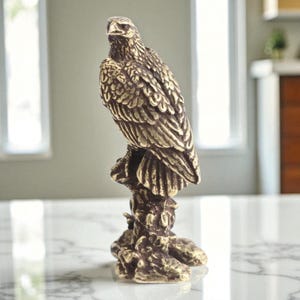 Brass Falcon Figurine: Vintage Style Bird Sculpture, Lost Wax Casting