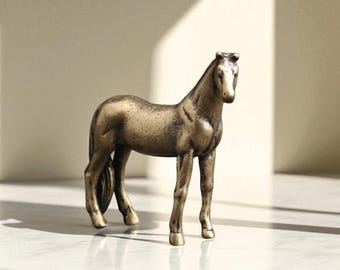 Figura de caballo de latón para coleccionistas, hecha a mano, vintage, decoración de estanterías de animales.