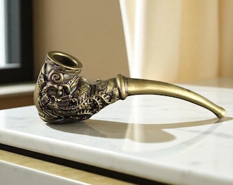 Brass Tobacco Pipe Smokers Handcrafted Vintage office desk accessories