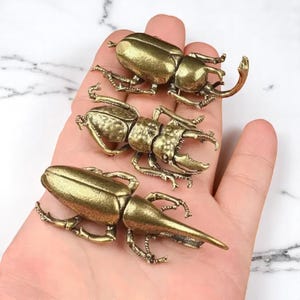 Brass Beetle Tea Pets: Handmade Copper Insect Figurines, Zen Desk Decor