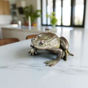 Chinese Bronze Frog Statue – Antique Style Metal Figurine – Solid Bronze Animal Sculpture – Vintage Home Decor – Unique Gift for Collectors