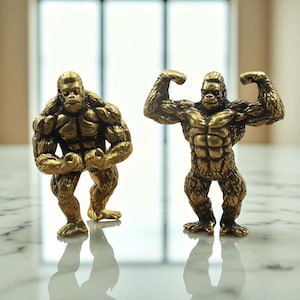 Solid Brass Gorilla Figurine: Animal Fitness Statue, Home Decor