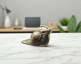 Figura de caracol de latón para coleccionistas, escultura de animal antigua, accesorios de escritorio de oficina