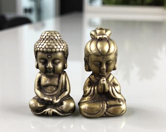 Messing Guan Yin Buddha Statue Sammler Vintage buddhistische Altar Dekor