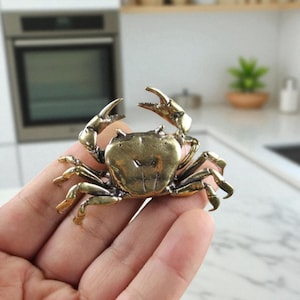 Krabbe aus Messing - Handgefertigtes Kupfer Miniatur Tier - Vintage Schreibtisch Ornament - Büro & Wohndekor - Sammler Geschenk