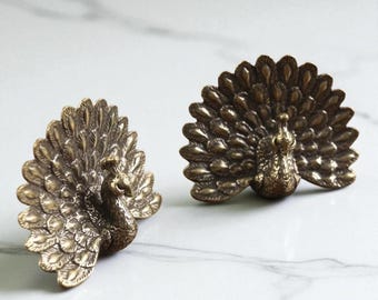 Brass Peacock Figurine Collectors Retro Bird Statue Shelf decoration