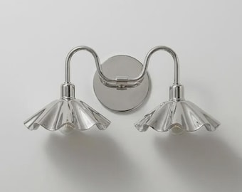 Bathroom Vanity Chrome Wall Sconce, Mid Century Modern Double Wall Sconce, Plug In Wall Lamp, Unique Lighting Décor