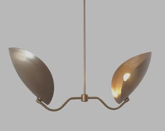 Modern Brass Pendant Light, Minimalist Mid Century Chandelier, Scandinavian Ceiling Fixture, Contemporary Designer Lighting