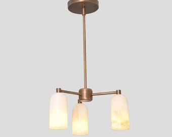 Modern Brass Pendant Light, Mid Century Marble Glass Chandelier, Scandinavian Ceiling Fixture, Minimalist Modern Lighting