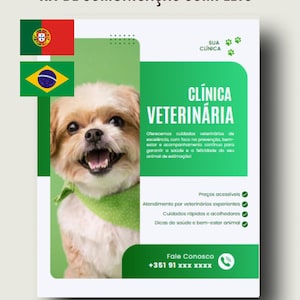 Kit Canva Completo Veterinario - 5 Core / Cartão de Visita, Flyers, Post Instagram, Lembretes, WhatsApp / Templates Editáveis PT