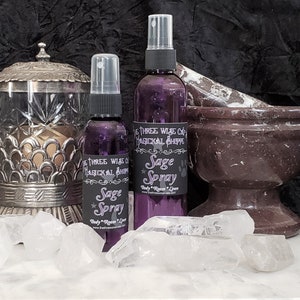 Sage Spray--Smudging, Cleanse, Bless, Space Clearing, Protection, Home Blessing--Essential Oil, Gemstone & Herbal Blend Spray