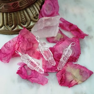 Wire Wrapped Clear Quartz Point Necklace Charm Pendant--Healing, Protection, Dispel Negative Energy, Boost Energy, Crystal Amplifier