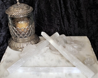 Rough White Selenite Stick Wand-Direct Energy, Healing, Good Luck, Protection, Remove Negative Energy