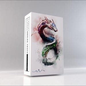 May include: A white box featuring a watercolor illustration of a dragon in shades of red, blue, and green. The dragon is in a curved pose. The text "PRESET BUNDLE ANALOG TOUCH ANALOG LAB V" is printed on the side of the box.